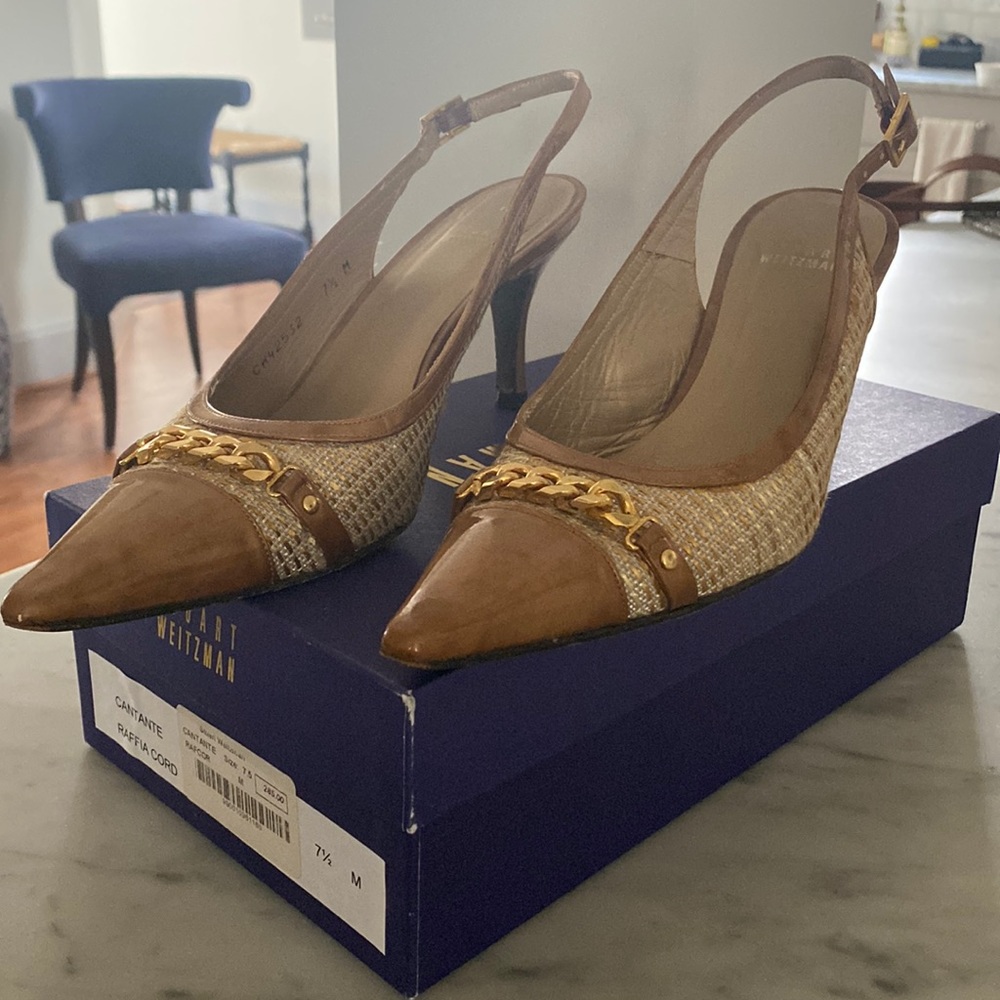 Stuart Weitzman Rafia Sling Backs